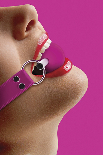 Розовый кляп-шар на розовых ремешках Shots Media BV Solid Ball Gag OU099PNK