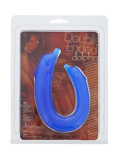 Двусторонний фаллоимитатор синего цвета Seven Creations DOUBLE ENDED DOLPHIN CLEAR BLUE 18-01cblu (28,9 см)