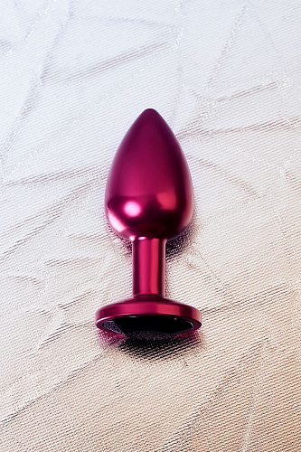 Красная анальная пробка с кристаллом чёрного цвета ToyFa 717007-95 (7,2 см)