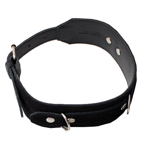 Чёрный замшевый ошейник с поводком RestArt Kenzi Neck RA-600
