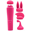 Розовый вибромассажёр с 4 насадками Chisa Quadruple Sweet CN-100652166
