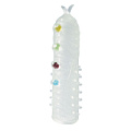 Закрытая белая насадка на пенис с шариками и усиками Bior toys Crystal Sleeve EE-10106 (14 см)