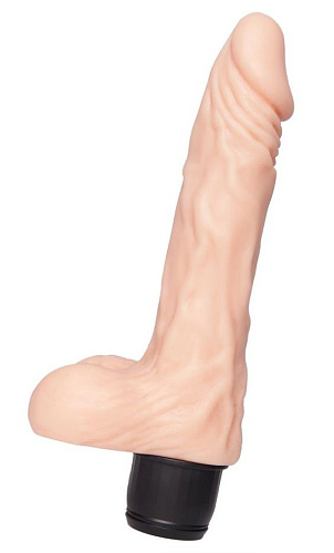 Телесный мультискоростной вибратор-реалистик с мошонкой Xinlv XL-907-С (19 см)