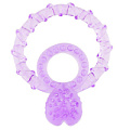 Фиолетовое кольцо с подхватом мошонки и клиторальным язычком Dream Toys BASICX TPR DOUBLE COCKRING 20676