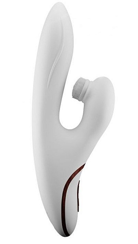 Белый вибратор с клиторальной щёточкой Shots Media BV BOOM Fir BOOM014WHT