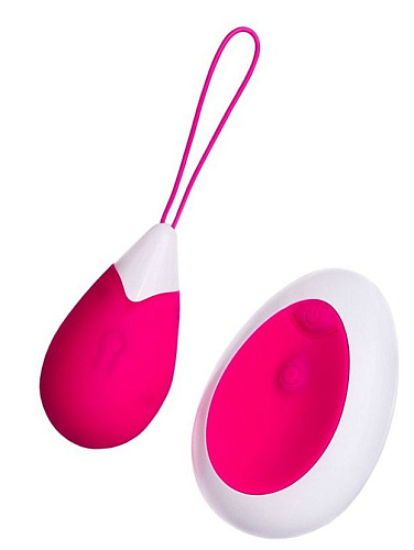 Розово-белое каплевидное силиконовое виброяйцо с пультом ДУ Штучки-дрючки 690352