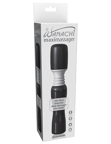 Чёрный вибромассажёр для тела и эрогенных зон Pipedream Maxi Wanachi PD3029-23