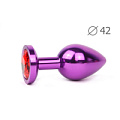 Коническая фиолетовая анальная втулка с красным кристаллом Anal Jewelry Plug VL-16 (9,3 см)