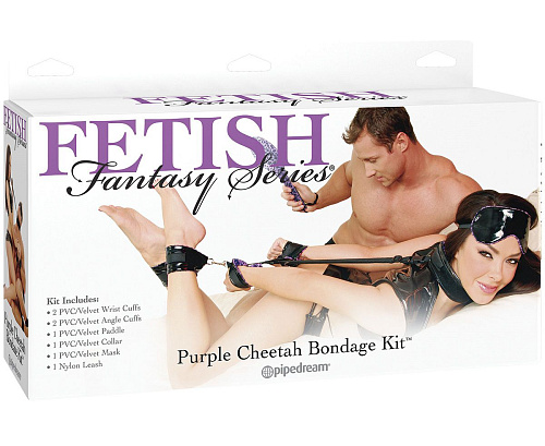 Набор для бондажа FFS: наручники, наножники, шлёпалка, ошейник с поводком Pipedream PD2106-12