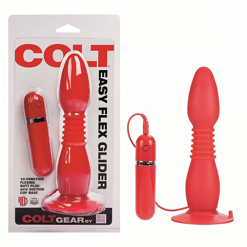 Красная анальная пробка с хребтом и присоской California Exotic Novelties COLT Easy Flex Glider SE-6907-11-2 (18,5 см)