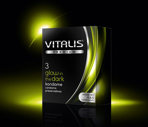 Прозрачные, светящиеся в темноте презервативы R S GmbH VITALIS premium №3 Glow in the dark 12097VP (3 шт)