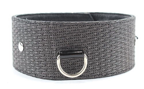 Чёрный ошейник из натуральной кожи с тиснением БДСМ арсенал 55045