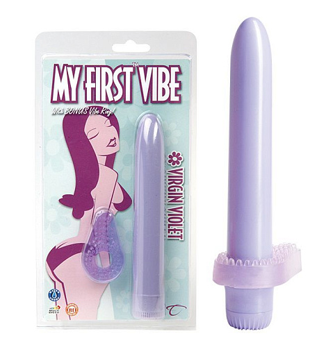 Сиреневый вибратор с эрекционным кольцом Topco Sales My First Vibe 1072776 (17 см)