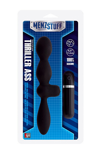 Чёрная двусторонняя вибровтулка Dream Toys MENZSTUFF THRILLER ASS DUAL HEAD 20917