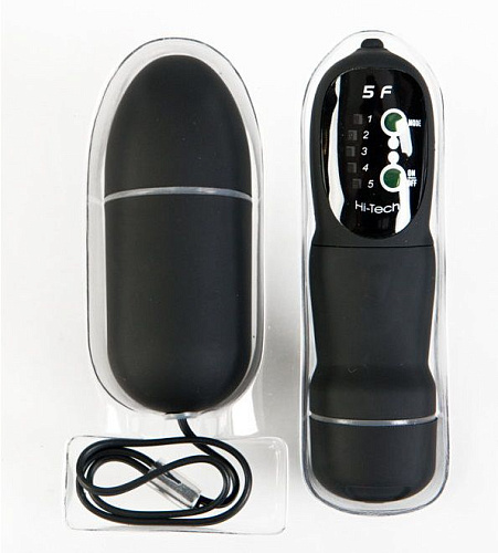 Чёрное виброяйцо с пультом ДУ ToyFa 901011-5 (7,6 см)