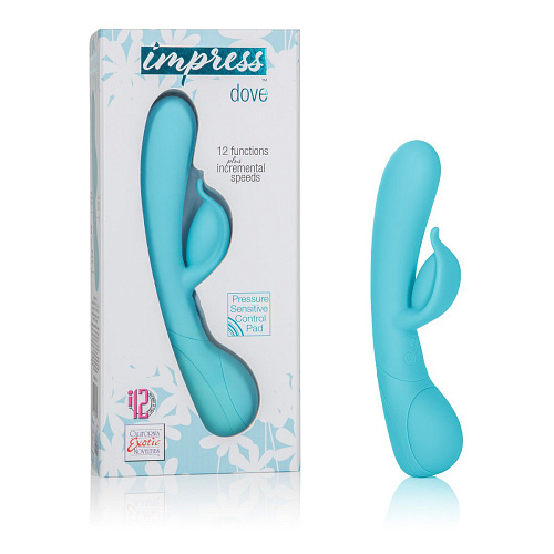 Голубой вибромассажёр со стимуляцией клитора California Exotic Novelties Impress Dove SE-4435-12-3 (18 см)