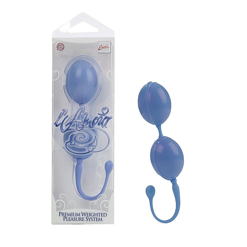 Нежно-голубые каплевидные вагинальные шарики California Exotic Novelties L amour Premium Weighted Pleasure System SE-4649-12-3