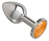 Серебристая анальная втулка с оранжевым кристаллом Сумерки богов 513-10 orange-DD (7 см)