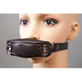Чёрный кожаный кляп на ремешках Подиум Р41