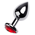 Серебристая анальная втулка с красным стразом-сердцем ToyFa 717018-129 (9,5 см)