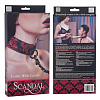 Чёрный с красным атласный ошейник с цепью California Exotic Novelties Scandal Collar with Leash SE-2712-50-3