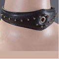 Чёрный кожаный ошейник с люверсом Подиум Р287