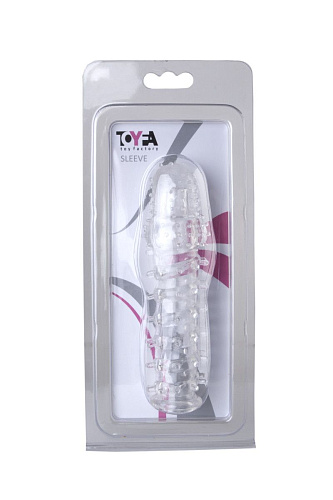 Прозрачная, закрытая насадка с шипами и точками ToyFa 888006-1 (13,5 см)