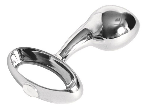 Серебристая анальная втулка с ручкой ToyFa 712011 (10 см)