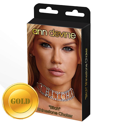 Золотистый ошейник Ann Devine BITCH DIA-7