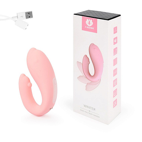 Нежно-розовый вибромассажёр для пар S-HANDE WINTER SHD-S071
