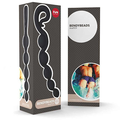 Чёрная анальная цепочка Fun Factory Bendybeads 38108 (26,2 см)