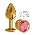 Золотистая анальная втулка с малиновым кристаллом Сумерки богов 510-02 crimson-DD (7 см)