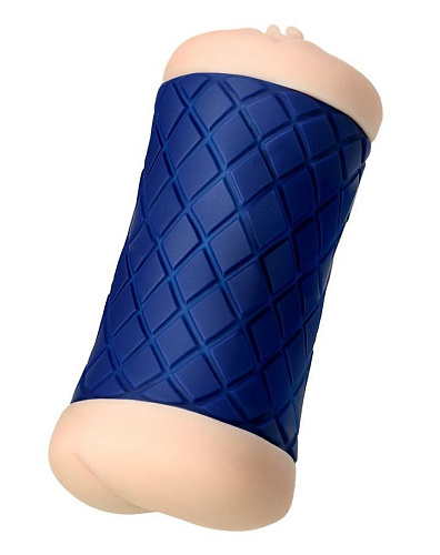 Двухсторонний мастурбатор телесного цвета в синем цилиндре JOS LULU 784002