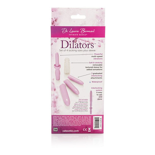 Фиолетовый вибратор с насадками California Exotic Novelties Dr. Laura Berman Dilators Set Of 4 Locking Sizes Plus SleeveSE-9711-14-3