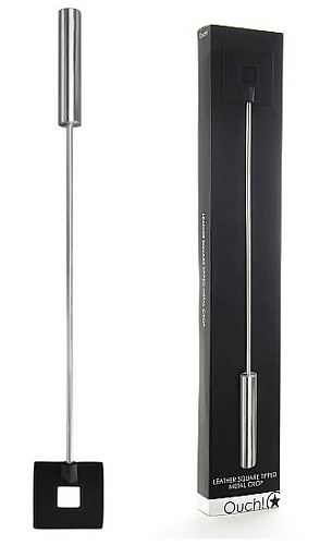 Шлёпалка с наконечником-квадратом Shots Media BV Leather Square Tiped Crop OU016BLK