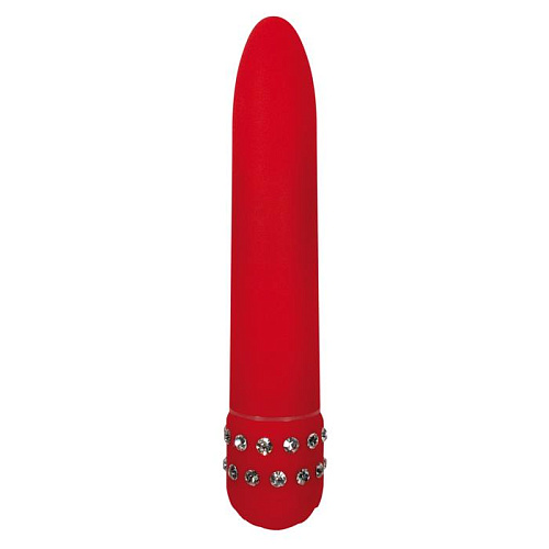 Красный вибратор с кристаллами Toy Joy DIAMOND RED SUPERBE VIBE 3006009897 (15 см)