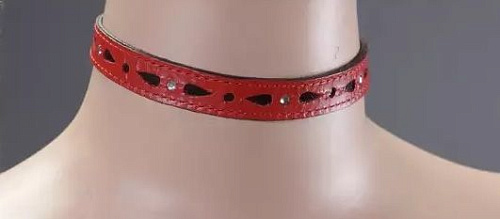 Красный декоративный ошейник со стразами Подиум Р228А