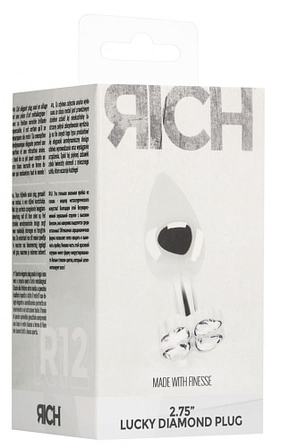 Серебристая анальная пробка с прозрачными кристаллами в форме клевера Shots Media BV RIC012SIL (7 см)