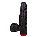 Чёрный виброфаллос с пышной мошонкой LOVETOY (А-Полимер) 411400 (16 см)