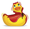 Вибратор утка-дьяволенок в жёлтом цвете Big Teaze Toys I Rub My Duckie Red Devil Travel Size 10141