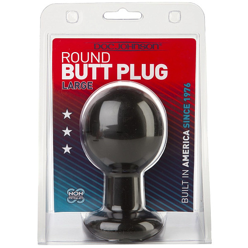 Круглая чёрная анальная пробка Doc Johnson Classic Round Butt Plugs Large 0244-59-CD (12,1 см)