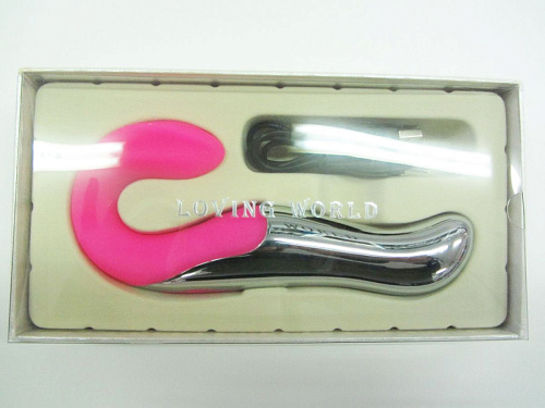 Розовый вибромассажёр с двумя моторами для стимуляции точки G и клитора Loving World CT13005 (16,5 см)