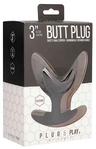 Чёрная анальная пробка-эспандер Shots Media BV Split 4 PLU014BLK (8,5 см)