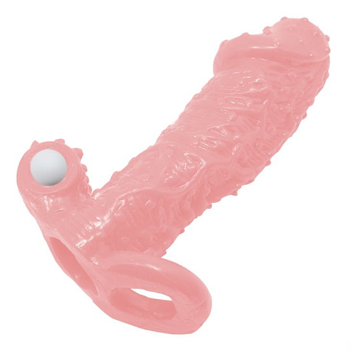 Телесная насадка с точками, клиторальным стимулятором и подхватом Baile BI-016010-1 (13,7 см)