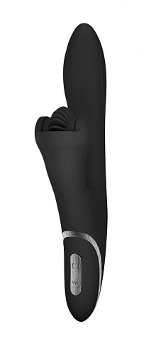 Чёрный вибратор с клиторальным стимулятором-колёсиком Shots Media BV BOOM Cyclone BOOM013BLK (23 см)