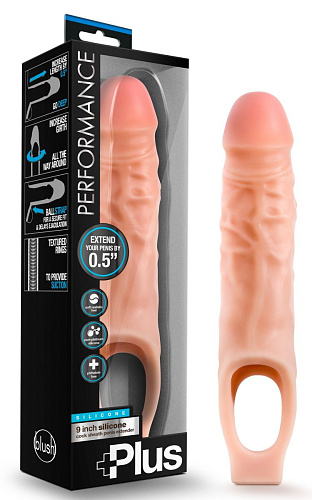 Телесный реалистичный фаллоудлинитель Blush Novelties 9 Inch Silicone Cock Sheath Penis Extender BL-22583 (22,86 см)