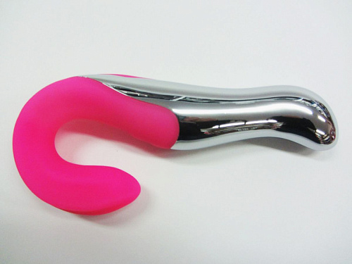 Розовый вибромассажёр с двумя моторами для стимуляции точки G и клитора Loving World CT13005 (16,5 см)