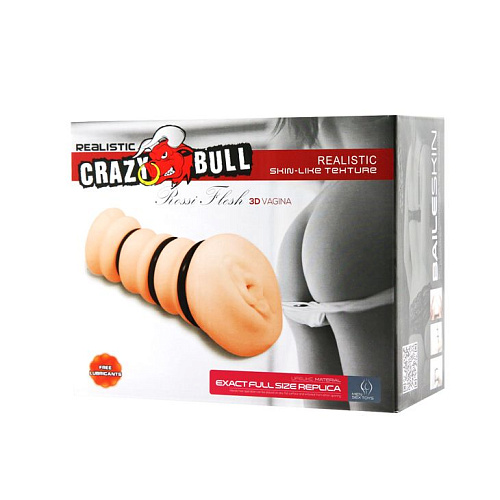 Мастурбатор-вагина телесного цвета с утягивающими кольцами Baile Crazy Bull Rossi Flesh 3D BM-009150H