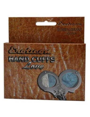 Металлические наручники с голубым мехом Eroticon 30243-1