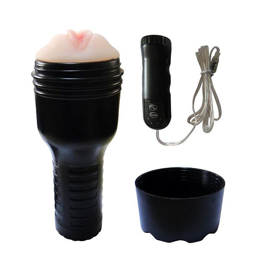 Мастурбатор-вагина телесногоо цвета с 4 уровнями вибрации и выносным пультом Baile BM-00900T30Z